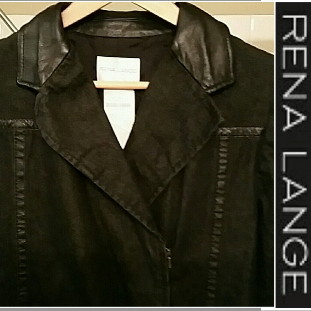 Black Denim & Leatherr Modern blazer Moto Jacket